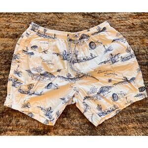 Deus Ex Machina White blue short 34” Large Ralph Springs print